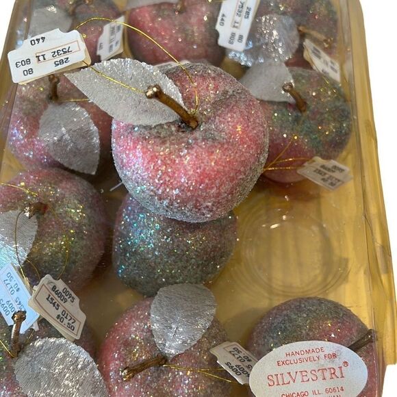 Vintage Silvestri Ornaments Sparkly Apple NWT - Picture 4 of 4